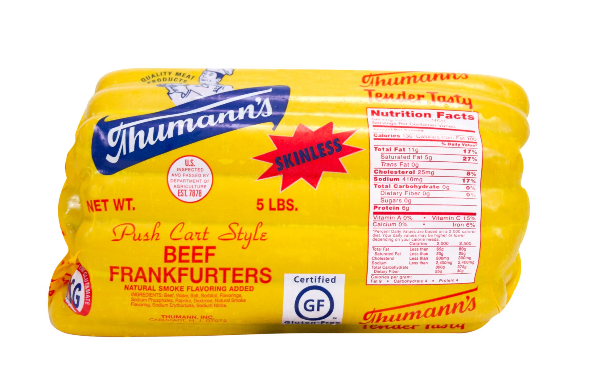 AB 4-1 6" 5lb Skinless Franks