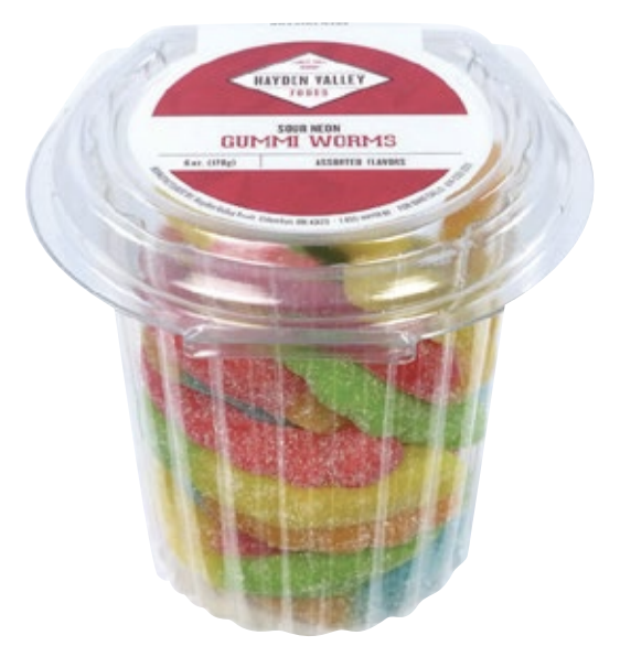 SOUR NEON GUMMI WORMS P/U CUP